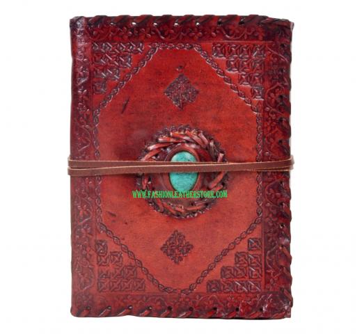 Handmade new design  turquoise stone paper leather journal diary & notebook