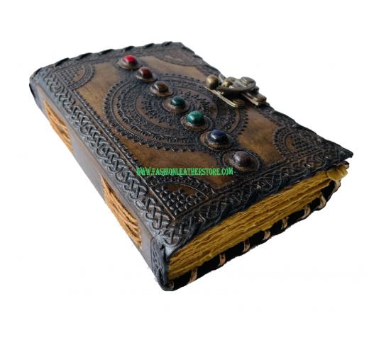 seven stone custom design personalize vintage leathers journal book of shadows antique Hardcover Diary book 2022