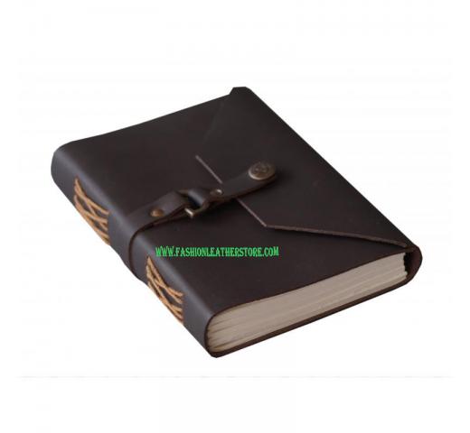 Vintage Handmade Black Soft Leather Antique Design Bound Notebook