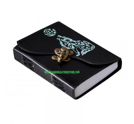 Wolf Design Leather Journal Handmade Notebook Double Color Design Embossed