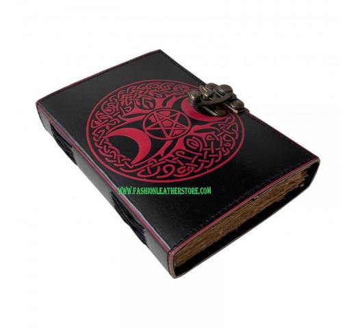book of shadow triple moon embossed handmade leather journal