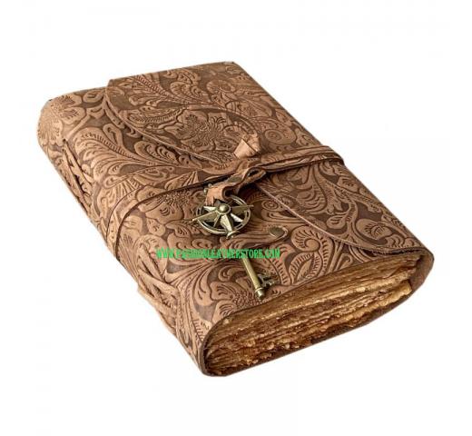 Vintage Leather Bound Journal Antique Garden Flower Notebook Spell Book Of Shadows Grimoire Journal Diary