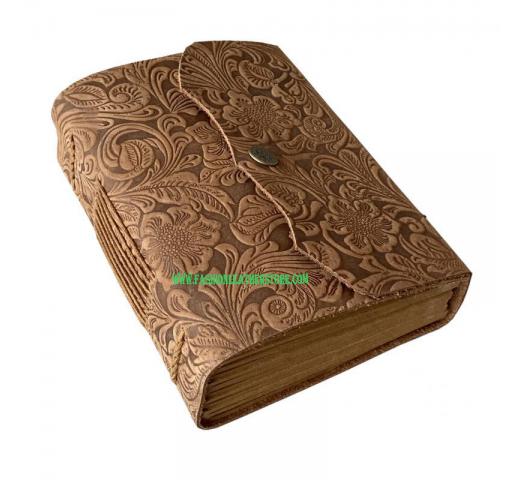 Antique Garden Flower Embossed Leather Journal