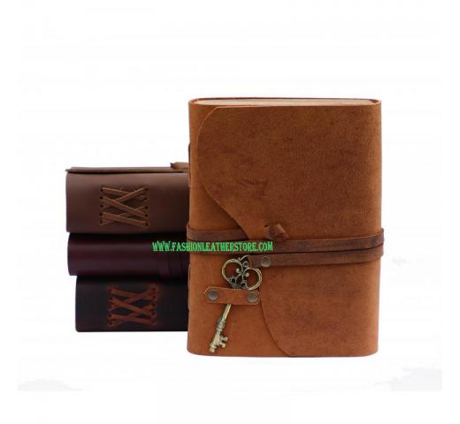 Journals Notebook - For Him & Her Handmade Leather Bound Key Lock