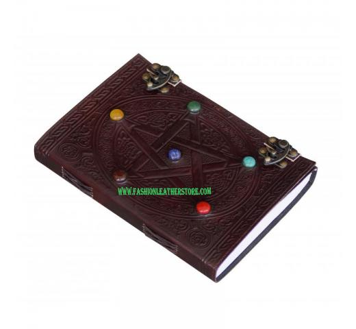 Pentagram Leather Journal, Large Celtic Embossed,