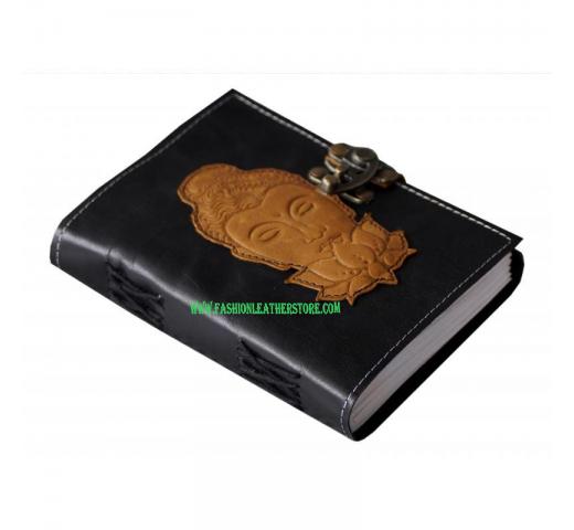 Black Soft Leather Handmade Journal Antique God Buddha