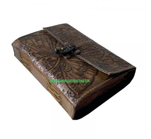 Handmade Leather Journal Vintage Butterfly Flower Embossed dairy