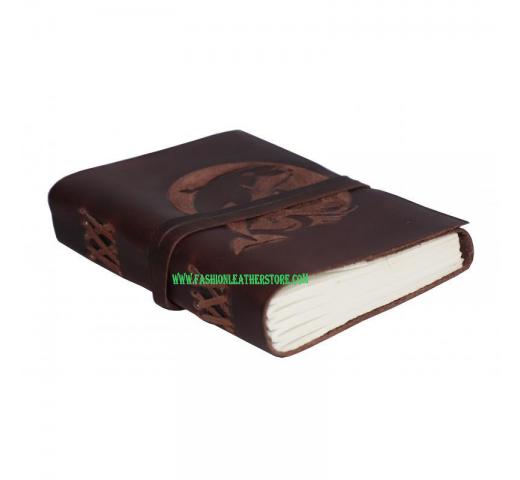 Dolphin Embossed Handmade Leather Journal Leather Bound Strap Leather Writing Journal