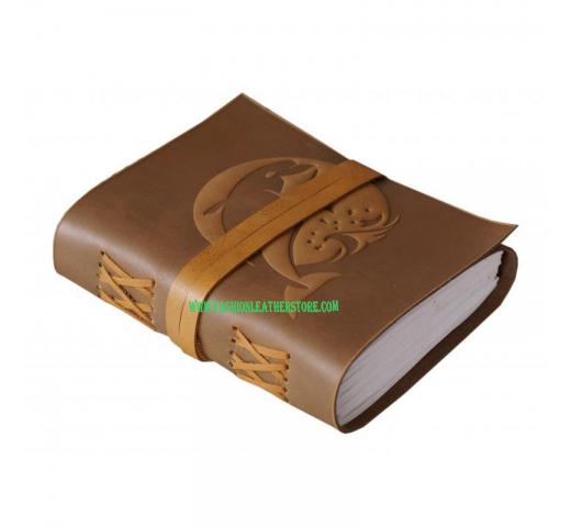 Soft Leather Journal Handmade Dolphin Hard Embossed Antique Design Notebook
