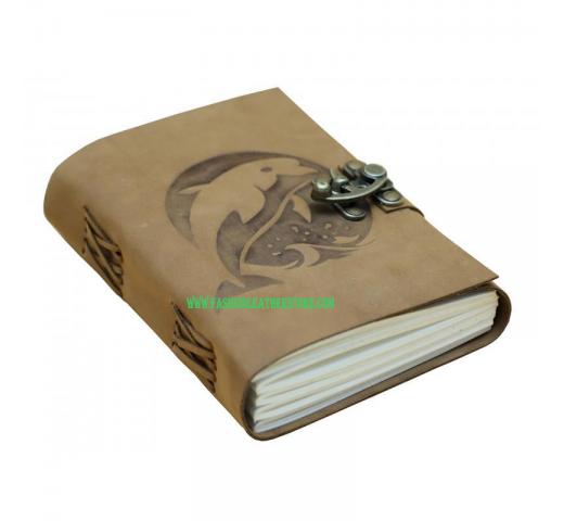 Soft Leather Journal Handmade Design Dolphin Notebook