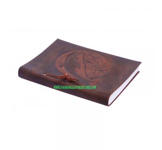 Dolphin Emerging Embossed Design Handmade Soft Leather Bound Journal