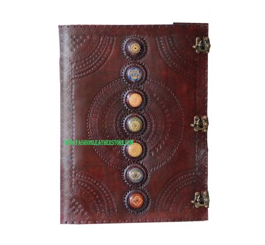 Leather Journal Book Seven Chakra Medieval Stone Embossed Handmade Book Of Shadows Notebook Office Diary College Book Poetry Book Sketch Book