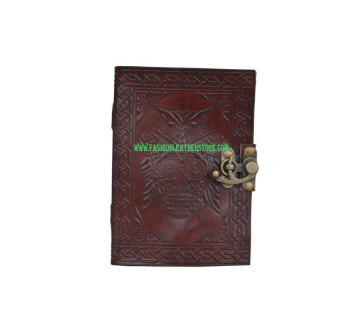 Handmade cotton paper embossed leather journal brown diary writing notebook