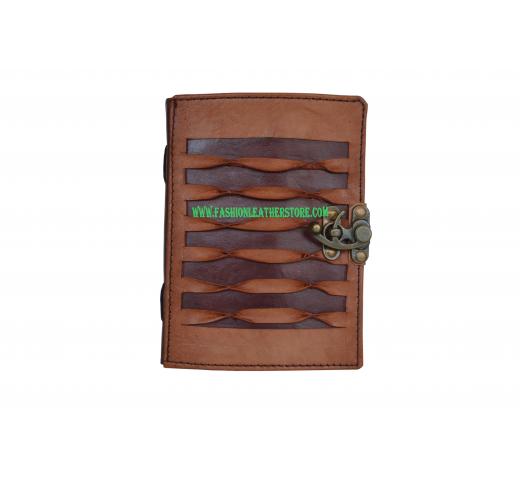 Antique brown leather journal diary with C-Lock