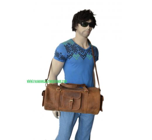 Men Crazy Horse Leather Overnight Luggage Duffle Suitcase Garment Laptop Handbag