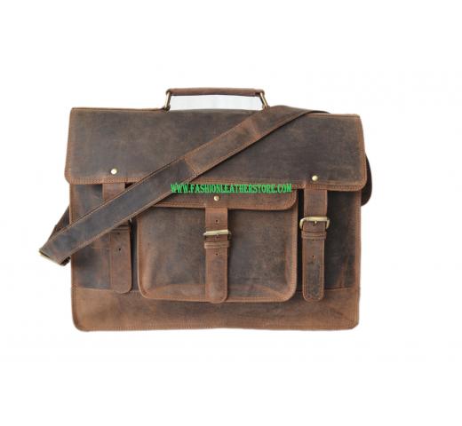 Mens Business Briefcase Crazy Horse Leather Shoulder Messenger Portfolio Bags 