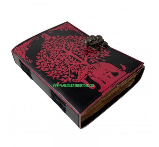 book of shadow tree with elephant embossed handmade leather journal