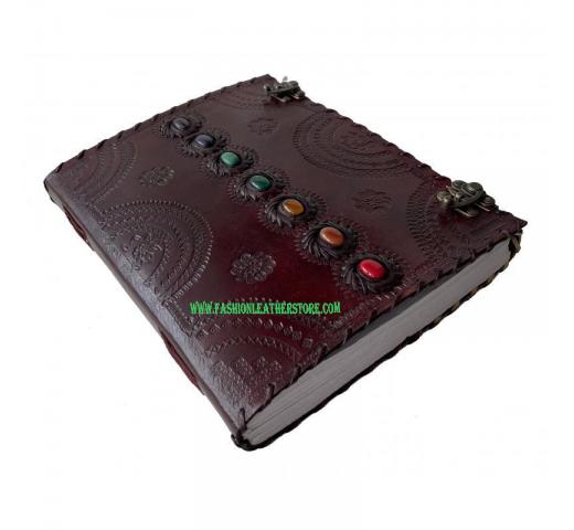 embossed seven stone leather journal