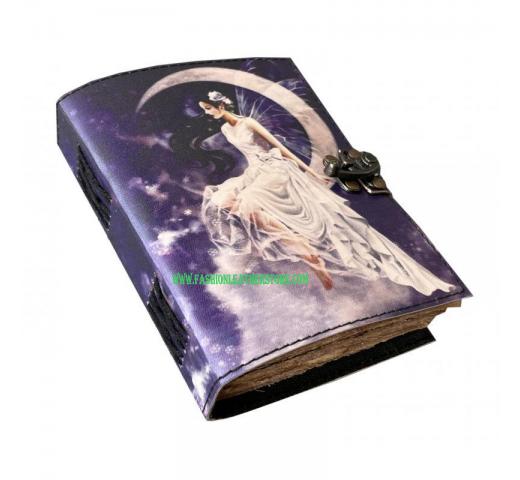 beautiful printed fairy of moon leather journal