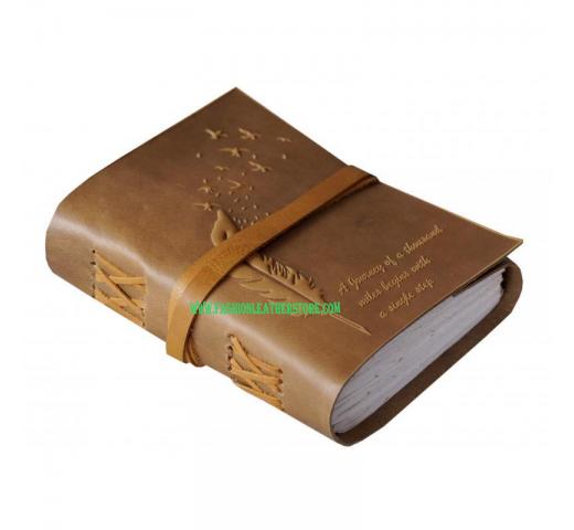 Feathered Design Leather Journal Handmade Highly Embossed