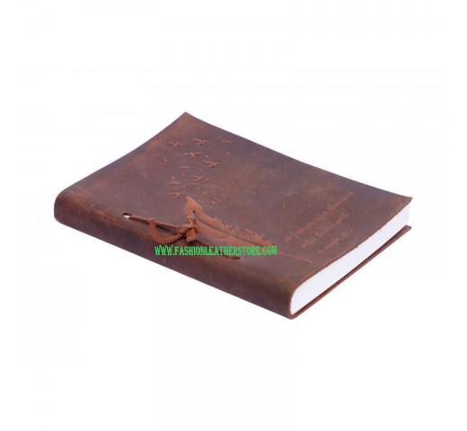 Genuine Embossed Handmade Soft Leather Journal Writing Feather Design Journal