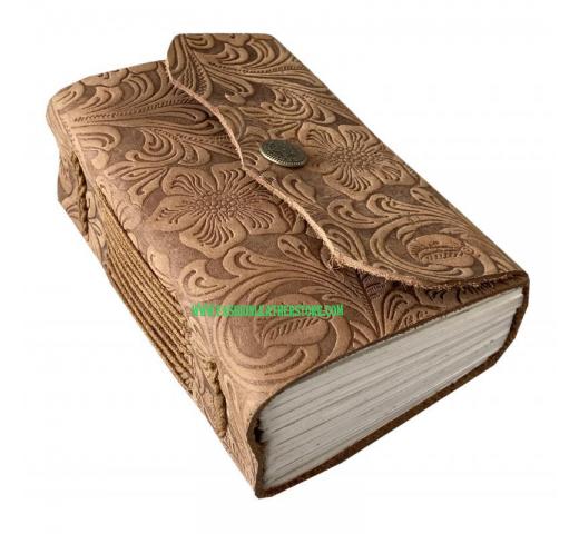 Vintage Brown Journal Bound Antique Garden Flower Embossed Leather Journal
