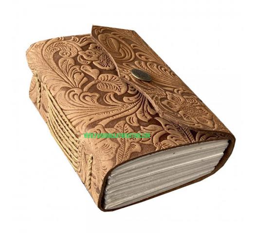 Antique Garden Flower Embossed Leather Journal