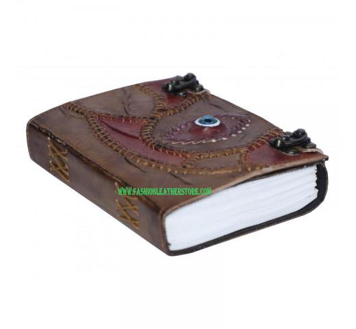 Handmade Leather Journal God Eye Design Side Stitching Writing Journal