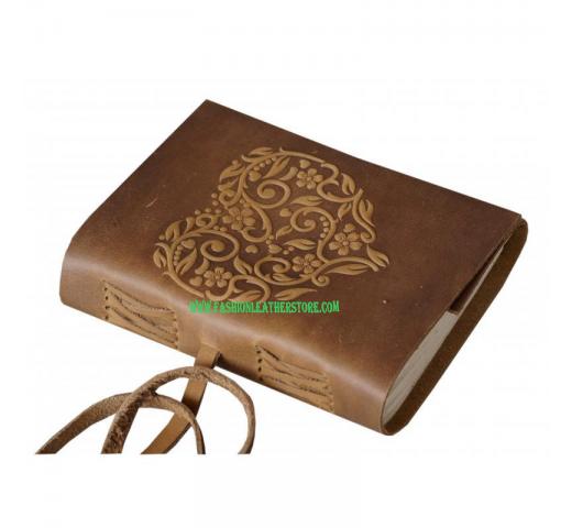 Antique Soft Leather Journal Handmade Heart Embossed Antique Design Notebook