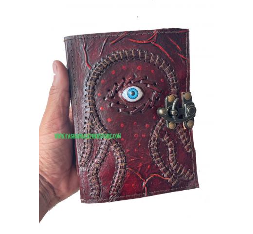 HADNMADE EYE JOURNAL OCTOPUS BOOK OF SHADOWS ANTIQUE LEATHER JOURNAL HADNAMDE DRAWING BOOK