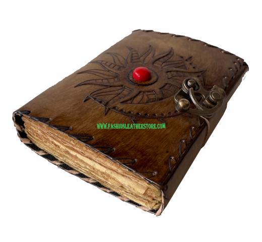 Sun and Moon  with stone Celtic custom design personalize vintage leathers journal goddess of women snack journal Hardcover Diary book 2022 planner book of shadows