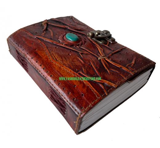 New Handmade Genuine Antique Shape Single Eye Stone Leather Journal Antique Diary