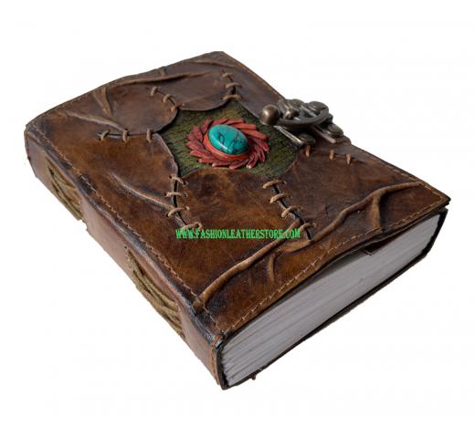 Handmade Antique Genuine Leather Single Eye Stone Leather Journal Antique Diary
