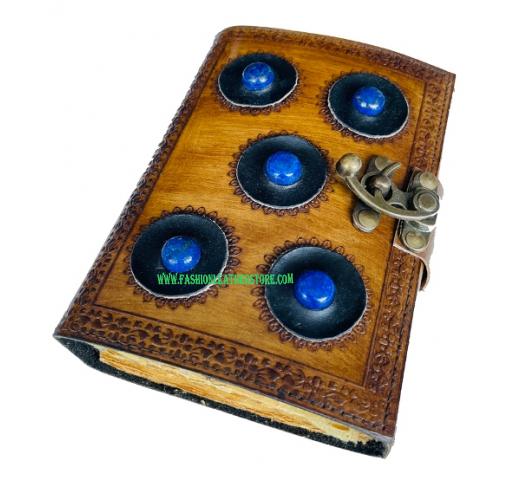 Five stone custom design personalize vintage leathers journal book of shadows antique Hardcover Diary book 2022