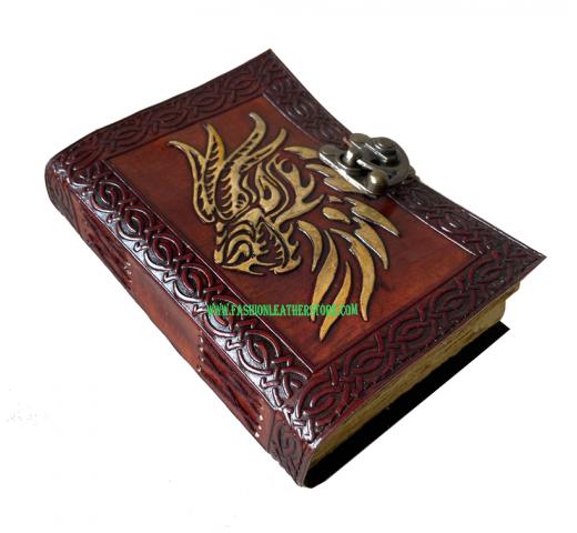 Vintage Leather Journal 240 Sketchbook Book Of Charmed Spell Celtic Dragon Antique Handmad
