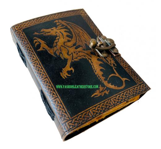 Wholesaler Le Cuir Dragon Wicca Wiccan Antique Leather Antique Double Color Print Embossed