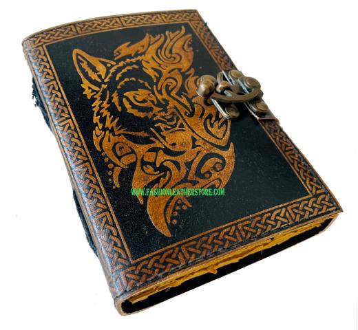Wholesaler-Wolf-Face-Wicca-Wiccan-Antique-Yellow-Black-Leather-NeoPagan-Leather-Journal-Spell-Book-Of-Shadows-Sketchbook-Drawing-Scrapbook-Blank-Unlined-Paper