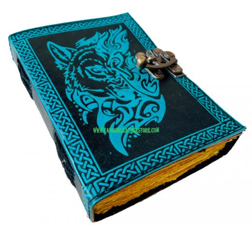 Leather Journal Traveler Diary Custom Sketchbook Wolf Leather Journal Face Notebook Journal Gift Vintage Handmade Large Embossed