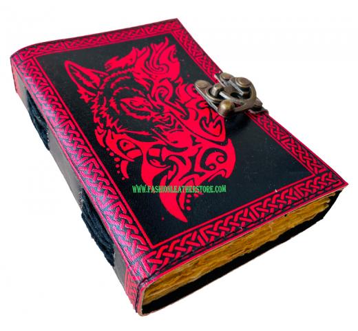 Wolf Leather Journal Face Leather Bound Journal Handmade Notebook Embossed Traveler Diary Custom Sketchbook Personal Books