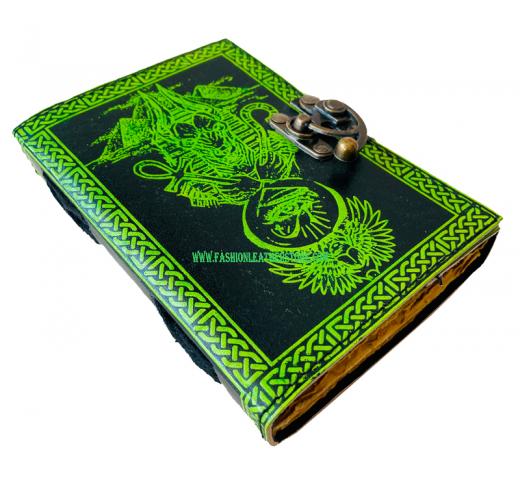 Wholesaler Handmade Grimoire Eye Of Horus Leather Journal Book Of Shadows Leather Journal With C Lock Best Gift For Christmas, New Year, Men, Women Deckle Edge Paper 200 Pages