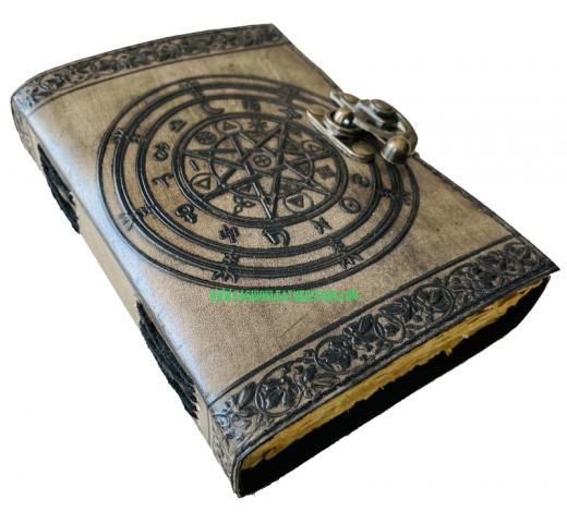 Magic Of Spell Wiccan Sketchbook Deckle Old Pages Journal Leather Pentagram For Women Vint