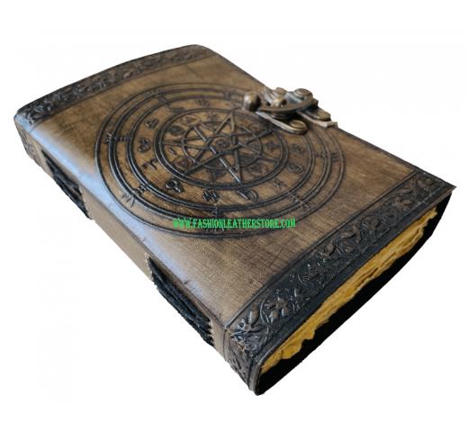 Sketchbook Deckle Old Pages Journal Magic Of Spell Wiccan Leather Pentagram For Women Vint