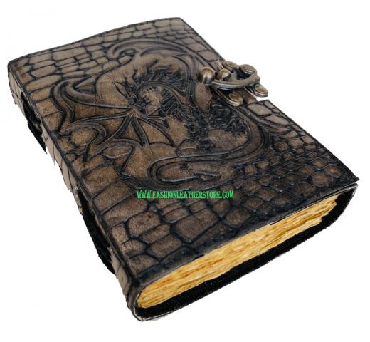 Crocodile Style Printed Journal For Deckle Old Pages Vintage Women Sketchbook Dragon Large