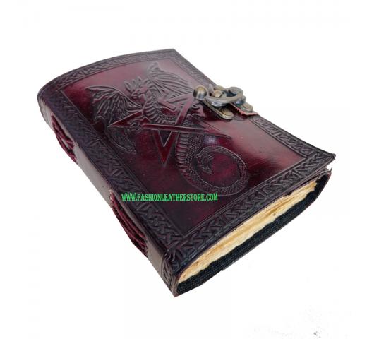 Vintage Dragon Embossed Leather Journal For Women Sketchbook Large Book Of Shadows Design 