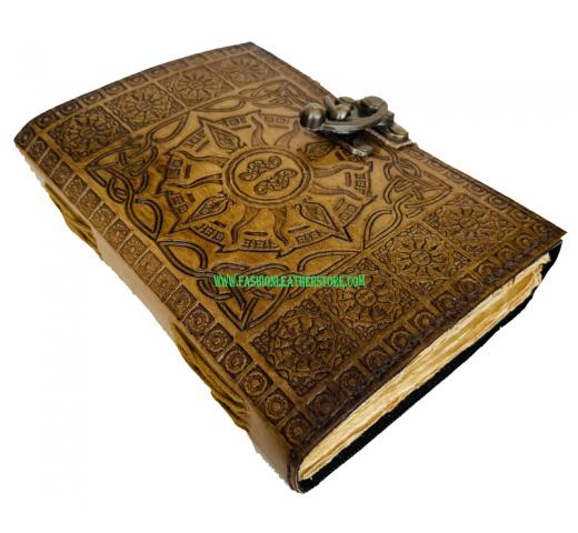 Vintage Leather Journal 240 Pages Of Antique Handmade Sun Embossed Deckle Edge Paper Leather Sketchbook Book Of Charmed Spell Book For All