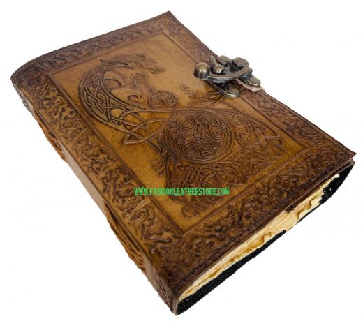 Handmade Leather Dragon Journal Notebook Diary For Men & Women, Full Genuine Leather Diary With Hand Made Paper