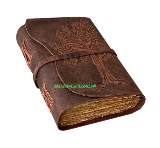 Embossed soft leather tree of life leather journal