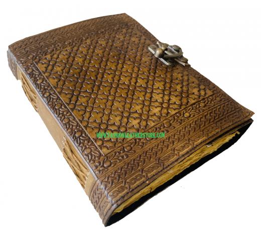 Antique Charcoal Embossed Dragon Leather Journal Spell Book Of Shadows With C Lock Vintage Handmade Leather 200 Pages For Men & Women Notebook Sketchbook Phonebook 8x6