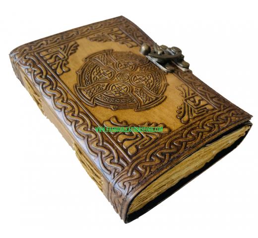 Antique Handmade Deckle Edge Paper Leather Sketchbook Book Of Charmed Spell Mandala Embossed Vintage Leather Journal 240 Pages