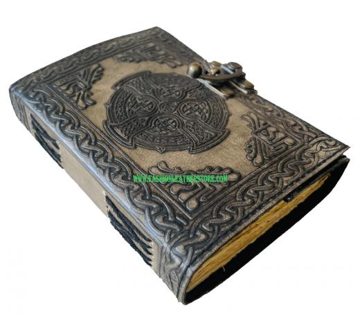 Antique Handmade Deckle Edge Paper Leather Sketchbook Book Of Charmed Spell Mandala Embossed Vintage Leather Journal 240 Pages In Antique Black Charcoal